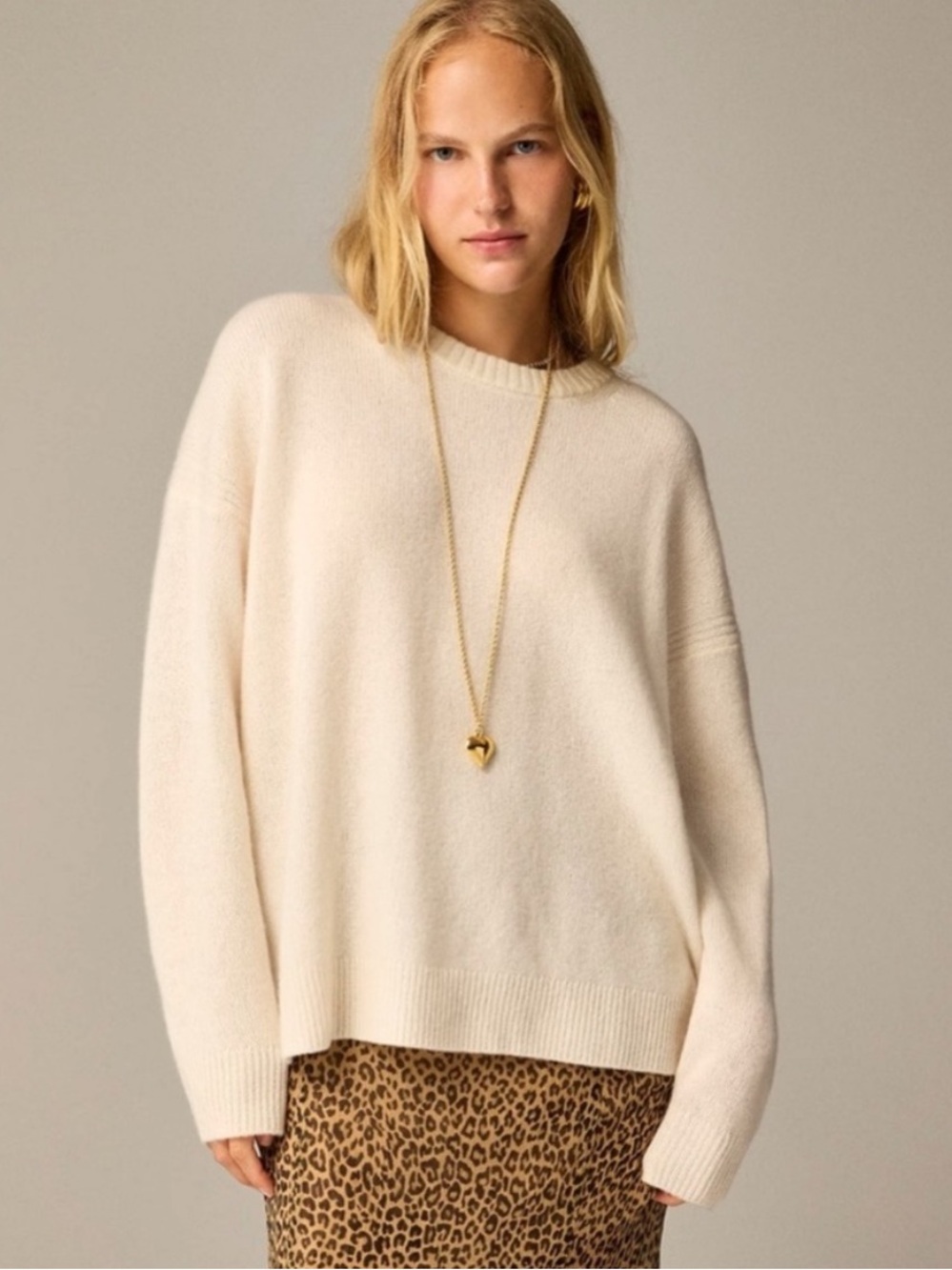 BOGO! J. Crew Relaxed Crewneck Sweater Lambswool CB937 Ivory Medium